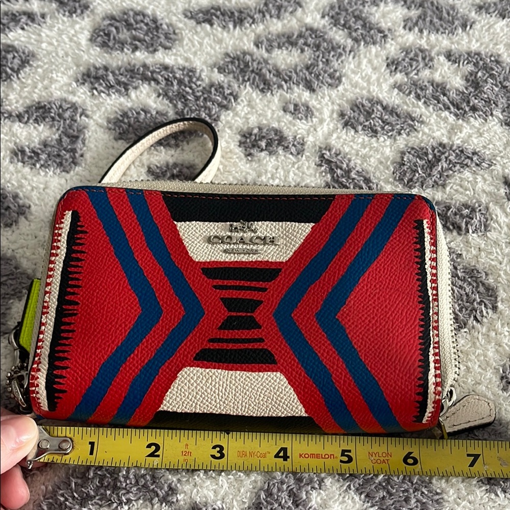 Coach Red and Blue Geometric Wristlet